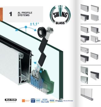 Aluminium Ganzglasgeländer Y-Bodenprofil vorgesetzt 2500mm 2,0kN Glasgeländer Natural Elox